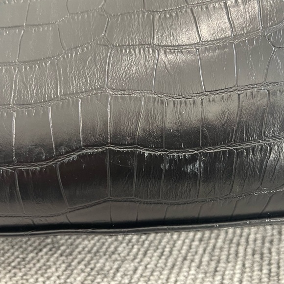 Bob Mackie Black Large Crocodile Embossed Design Shoulder Bag - Picture 16 of 16